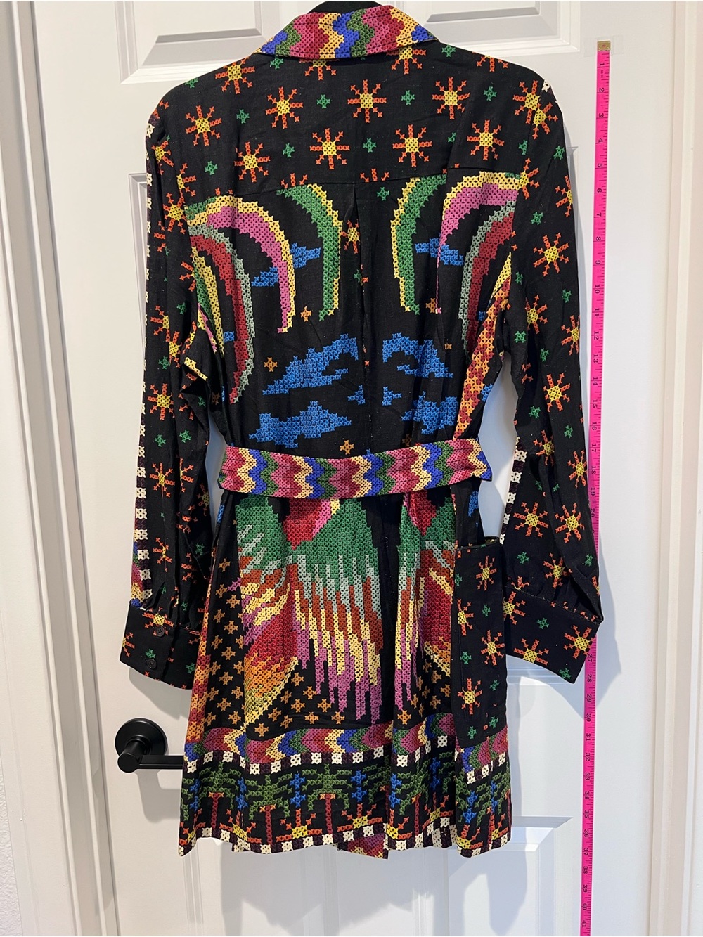 FARM RIO Multicolor Button Shirt Dress - Black Base with Bright Accents - Picture 4 of 4